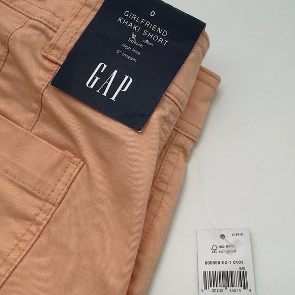 GAP Girlfriend Khaki Shorts size 0 Stretch High Rise Color Peach Martini NWT - Picture 5 of 10